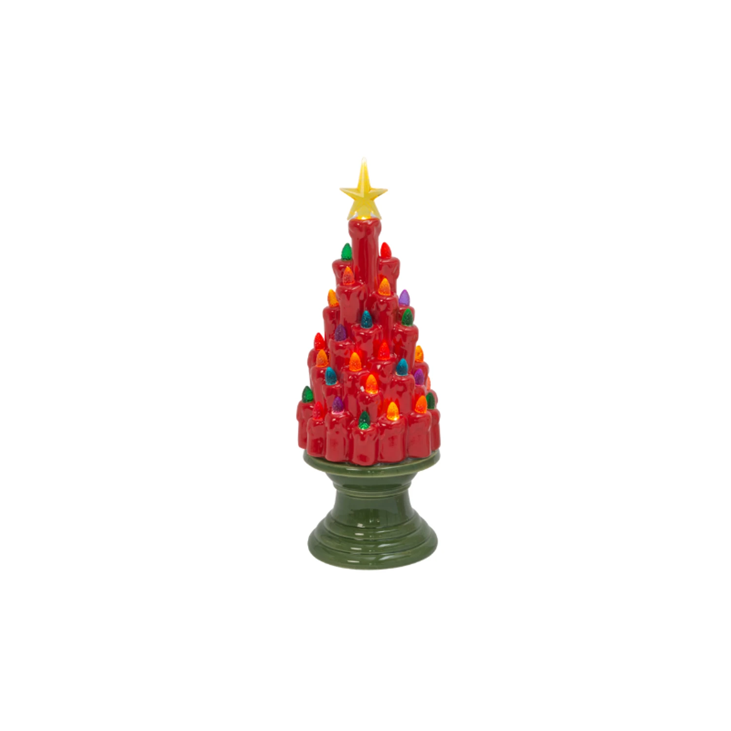 12.9" Battery Operated Red And Green Or White Ceramic Christmas Tree Figure 2598020 4 12.9" Battery Operated Red And Green Or White Ceramic Christmas Tree Figure 2598020 - Image 2