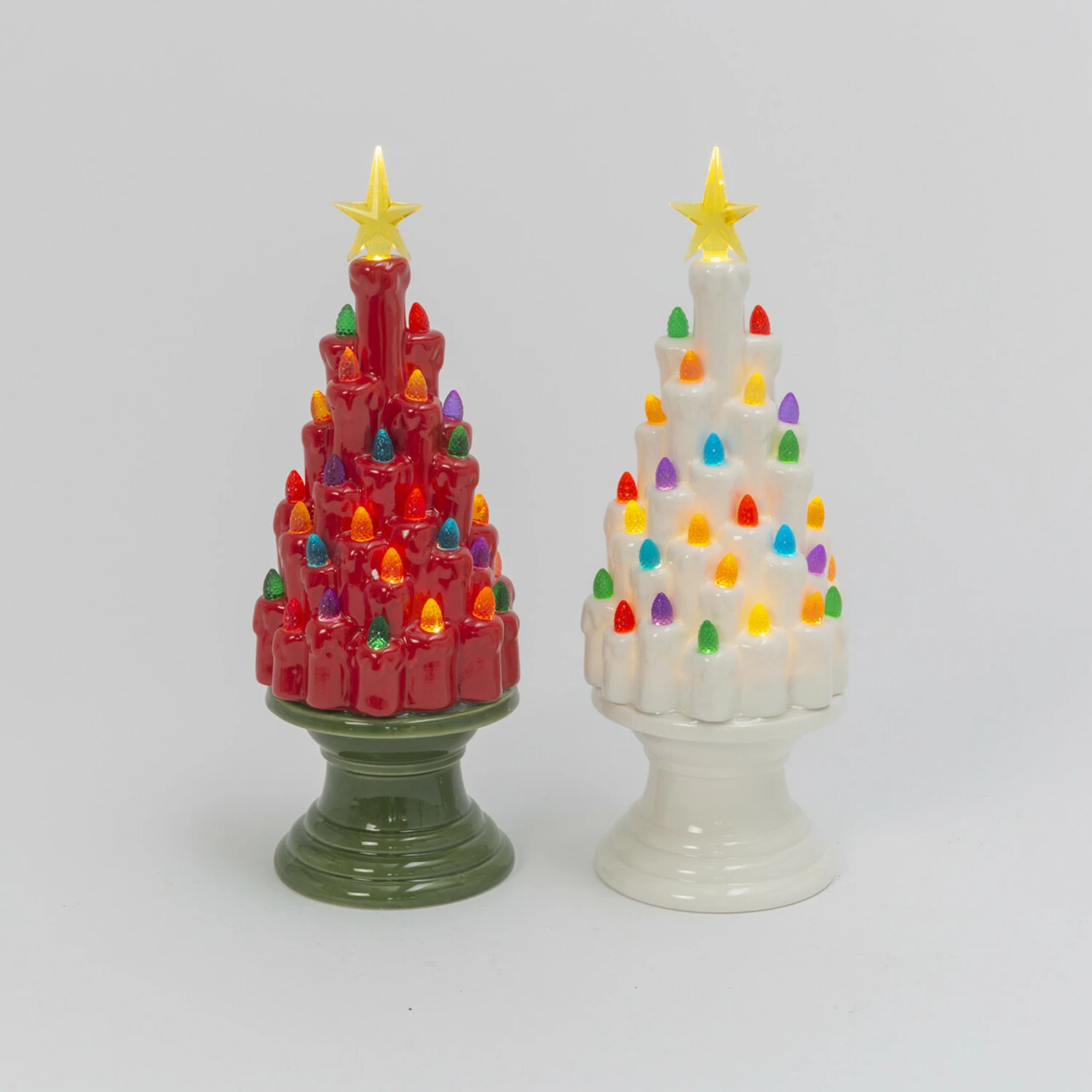 12.9" Battery Operated Red And Green Or White Ceramic Christmas Tree Figure 2598020 3 12.9" Battery Operated Red And Green Or White Ceramic Christmas Tree Figure 2598020