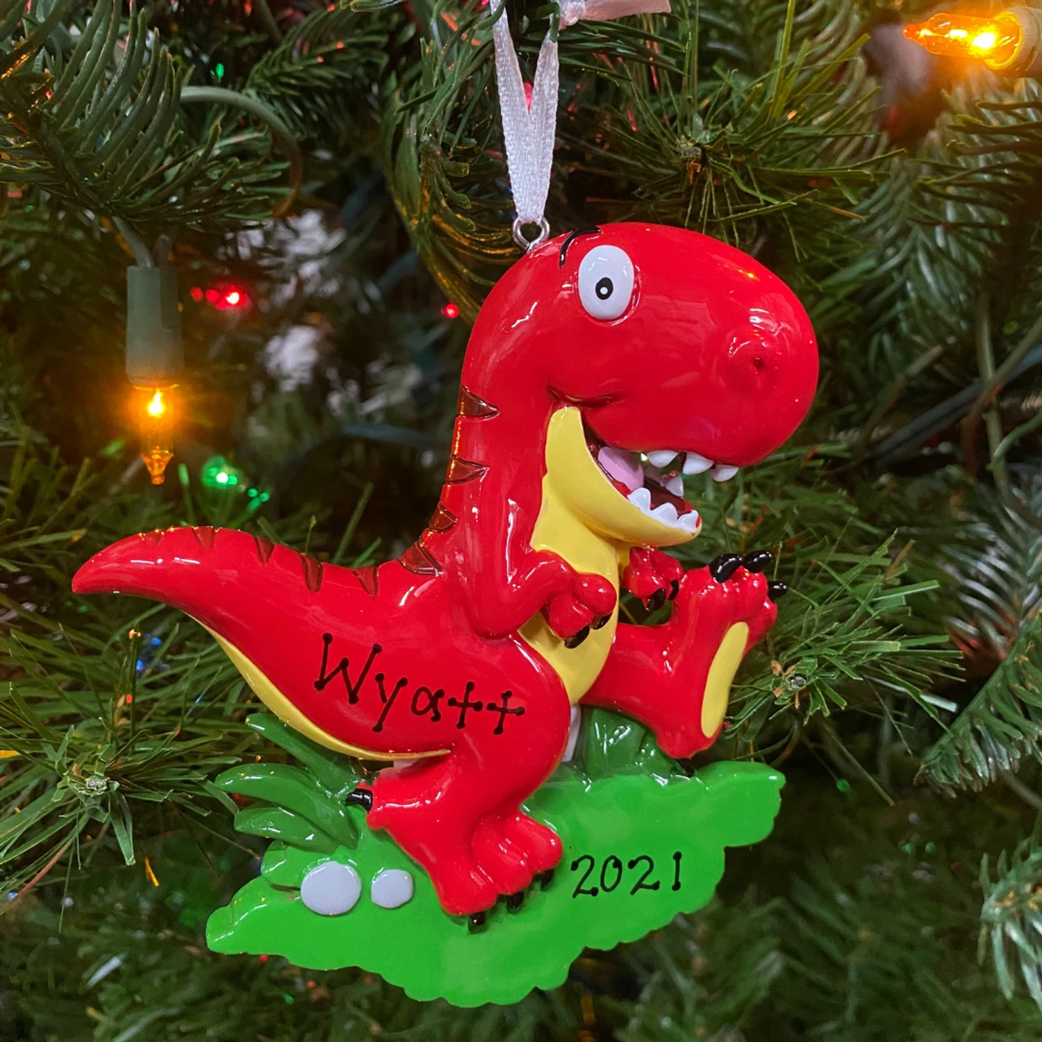 Red T-Rex Dinosaur Personalized Christmas Ornament OR816-A 4 Red T-Rex Dinosaur Personalized Christmas Ornament OR816-A - Image 2