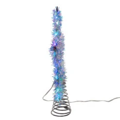 Kurt Adler 12.2" LED Lighted Silver Tinsel Star Christmas Tree Topper AD1022RGB -Christmas Decoration apiltobtu 74380.1646091917