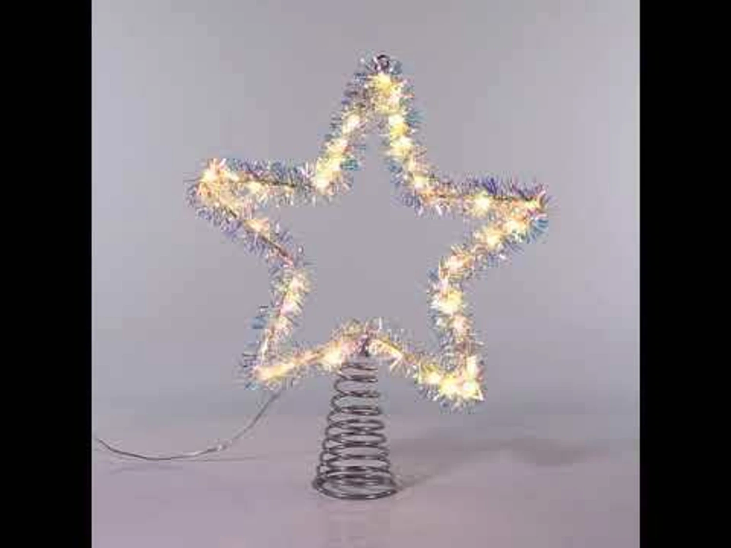 Kurt Adler 12.2" LED Lighted Warm White Silver Tinsel Star Christmas Tree Topper AD1022WW 11 Kurt Adler 12.2" LED Lighted Warm White Silver Tinsel Star Christmas Tree Topper AD1022WW - Image 9