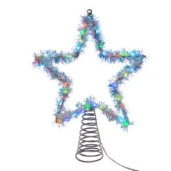 Kurt Adler 12.2" LED Lighted Silver Tinsel Star Christmas Tree Topper AD1022RGB -Christmas Decoration apimno6cw 61510.1646091913