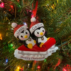 Penguin Couple On Red Sled Personalized Christmas Ornament OR1915-2 6 Penguin Couple On Red Sled Personalized Christmas Ornament OR1915-2 -Christmas Decoration apinvwdgi 99846.1646091947