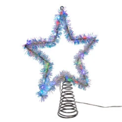 Kurt Adler 12.2" LED Lighted Silver Tinsel Star Christmas Tree Topper AD1022RGB -Christmas Decoration apio1tds8 83097.1646091916