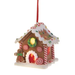 Raz 3.25" LED Lighted Claydough Gingerbread House Christmas Ornament 3815534 -Christmas Decoration apiprgoun 04451.1646091907
