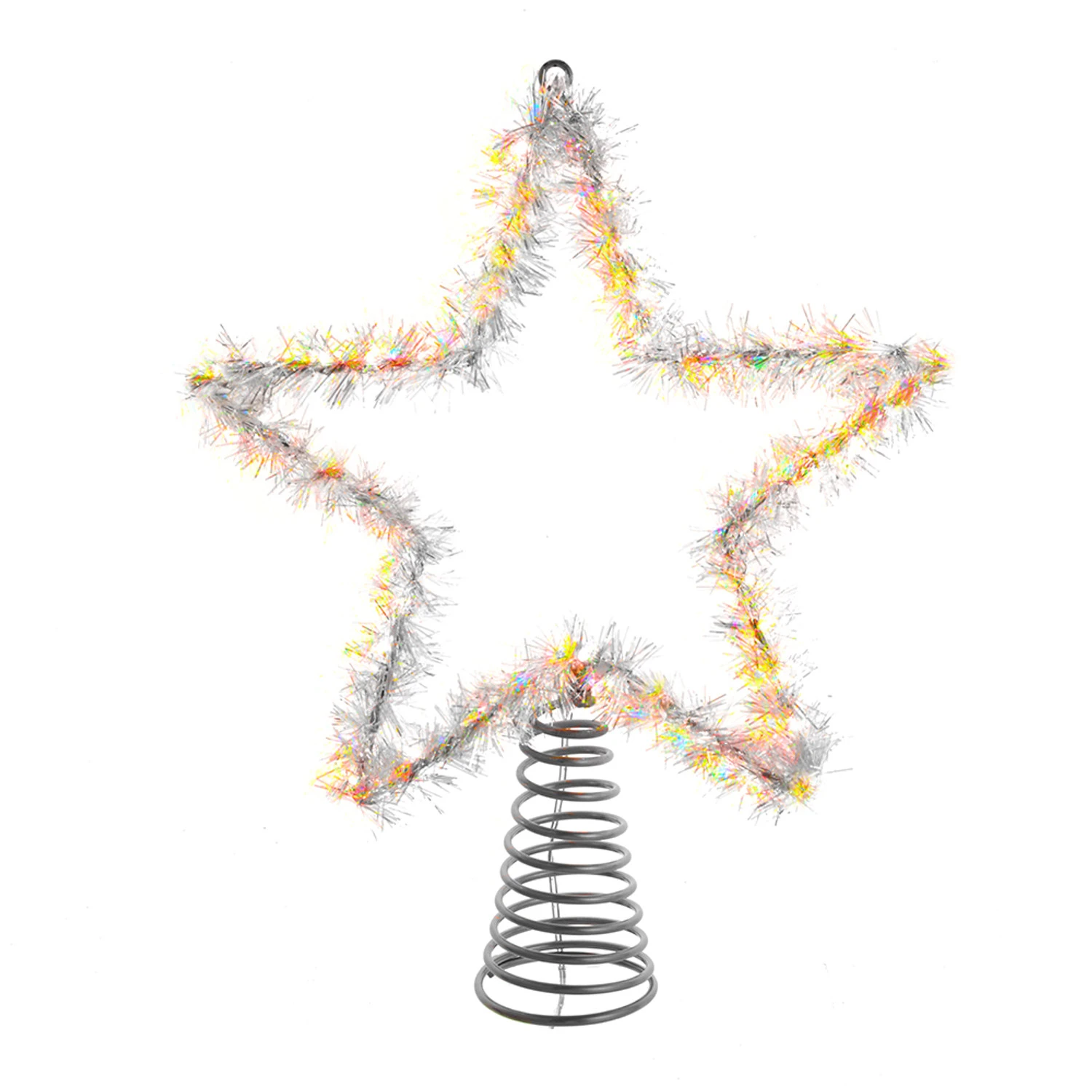 Kurt Adler 12.2" LED Lighted Warm White Silver Tinsel Star Christmas Tree Topper AD1022WW 3 Kurt Adler 12.2" LED Lighted Warm White Silver Tinsel Star Christmas Tree Topper AD1022WW
