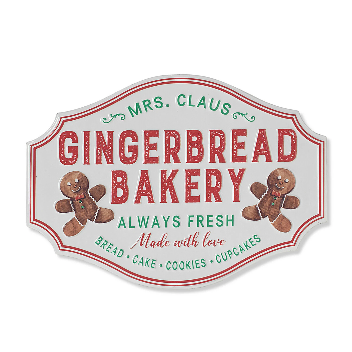 18" Metal Embossed Metal Gingerbread Christmas Sign 2604190 3 18" Metal Embossed Metal Gingerbread Christmas Sign 2604190