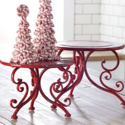 Raz Red Iron Riser Christmas Home Decoration Set Of 2 3928899