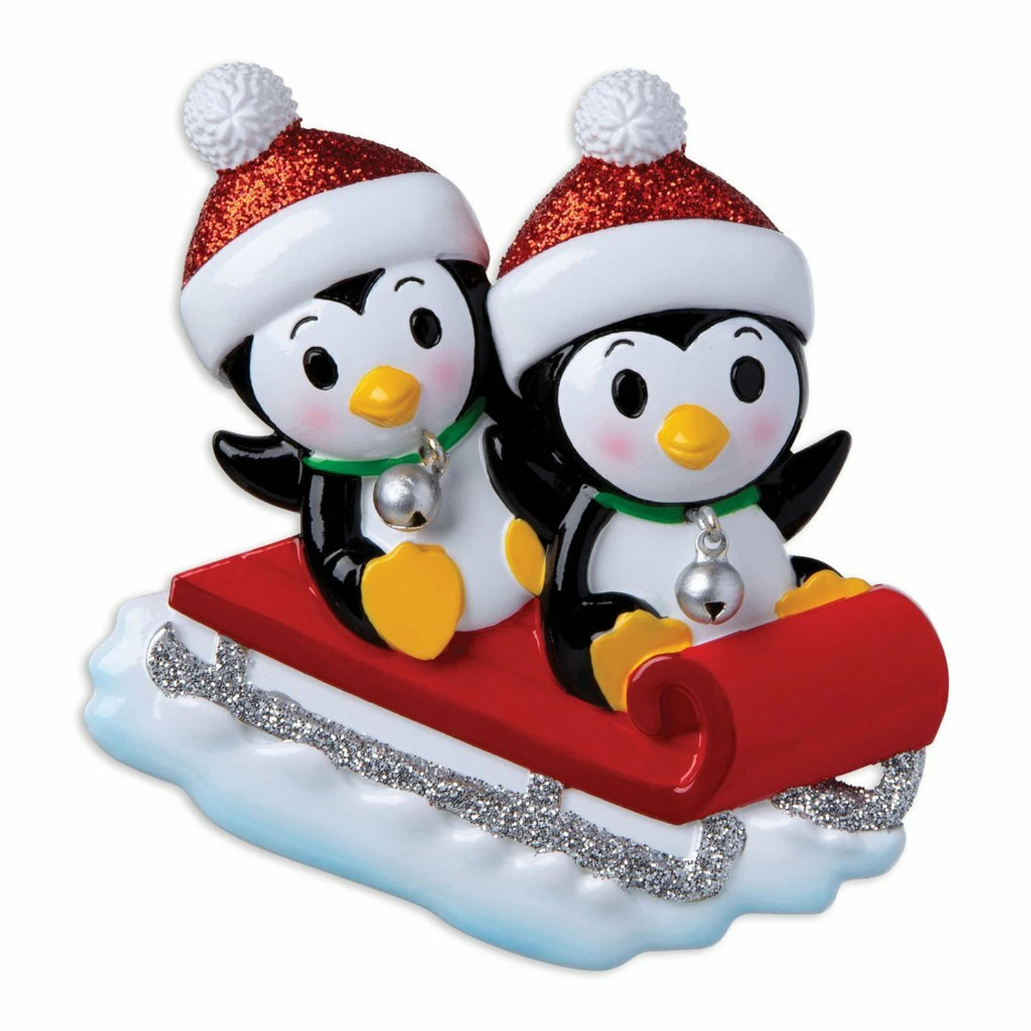 Penguin Couple On Red Sled Personalized Christmas Ornament OR1915-2 5 Penguin Couple On Red Sled Personalized Christmas Ornament OR1915-2 - Image 3