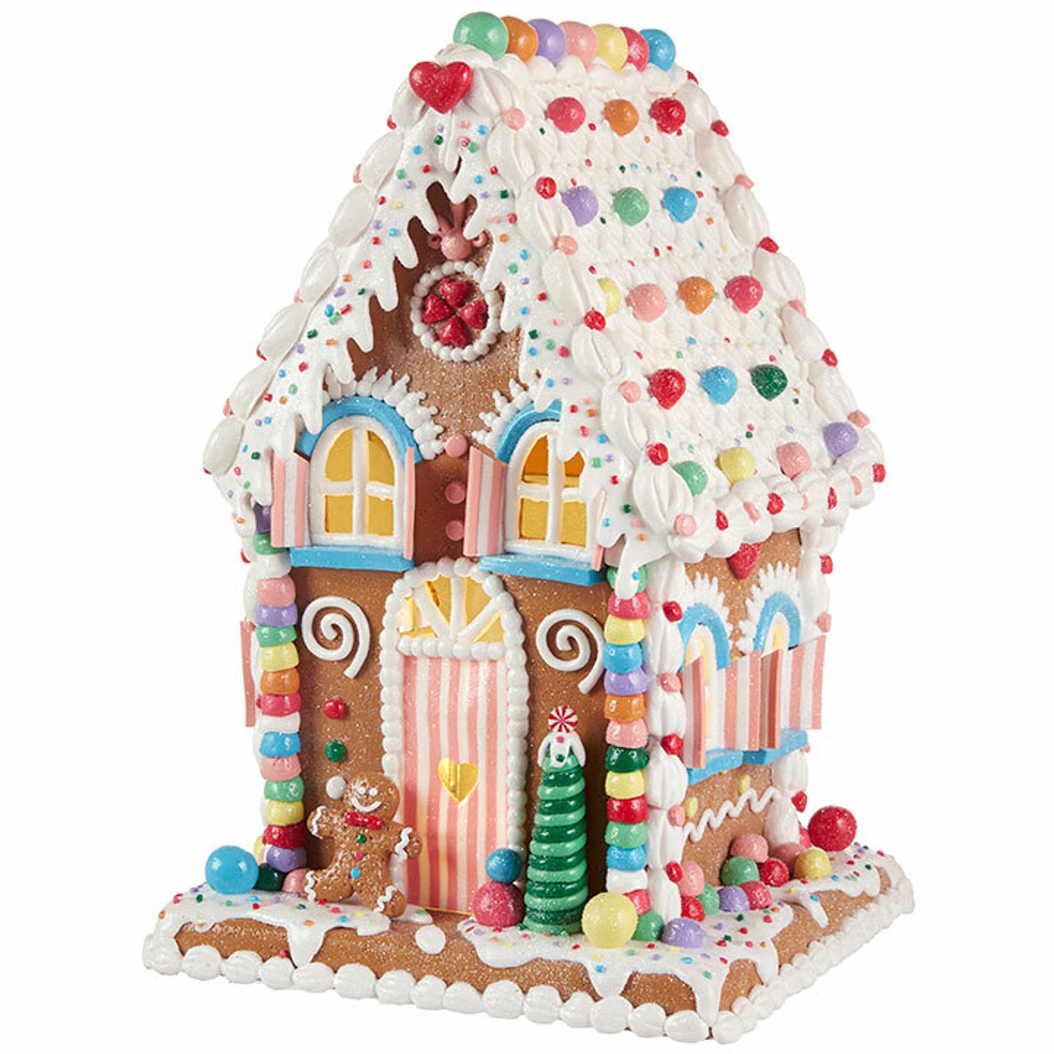 Raz 14" LED Lighted Claydough Pastel Colored Gingerbread House Christmas Figure 3919187 4 Raz 14" LED Lighted Claydough Pastel Colored Gingerbread House Christmas Figure 3919187 - Image 2