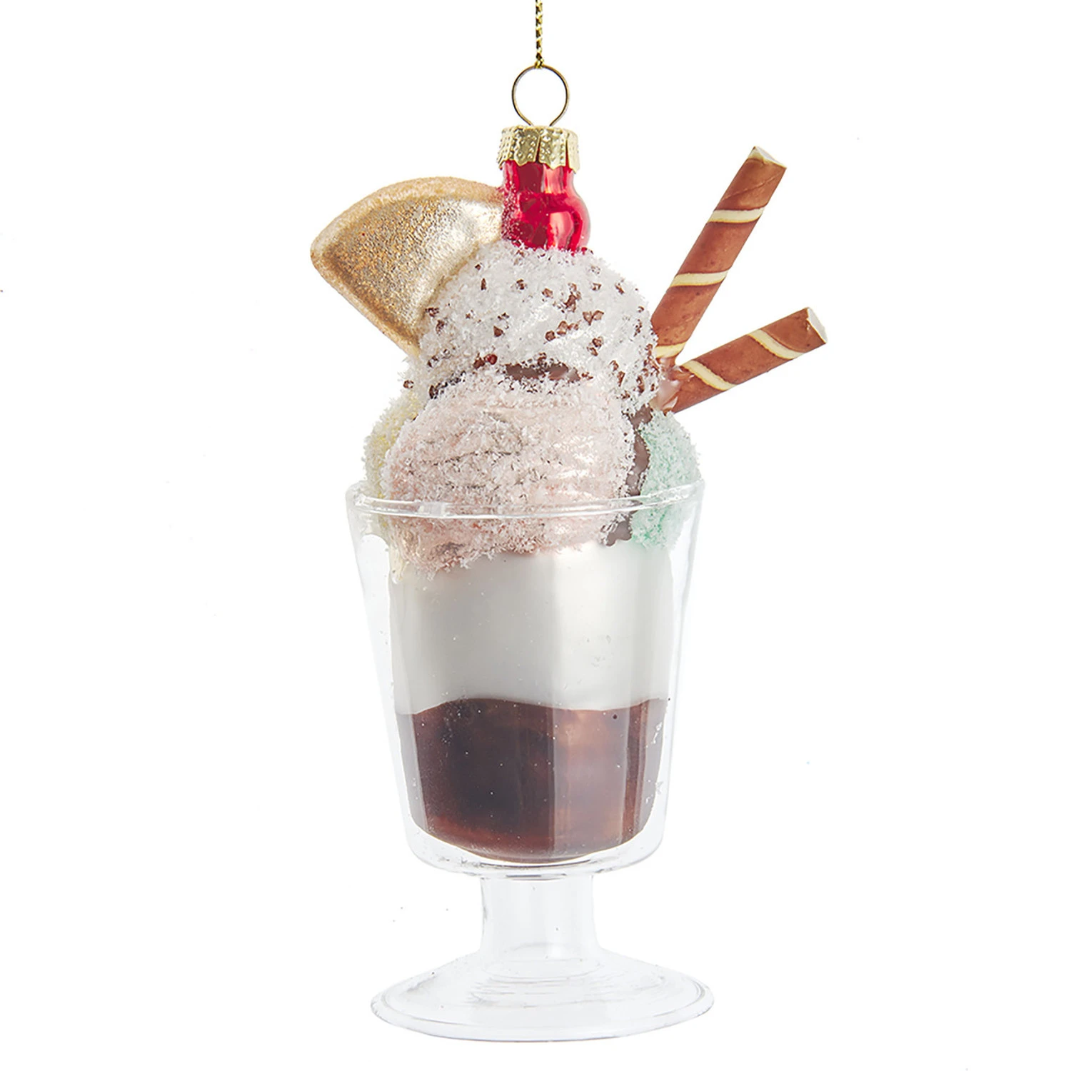 Kurt Adler 5.25" Ice Cream Sundae Glass Christmas Ornament T3108 3 Kurt Adler 5.25" Ice Cream Sundae Glass Christmas Ornament T3108