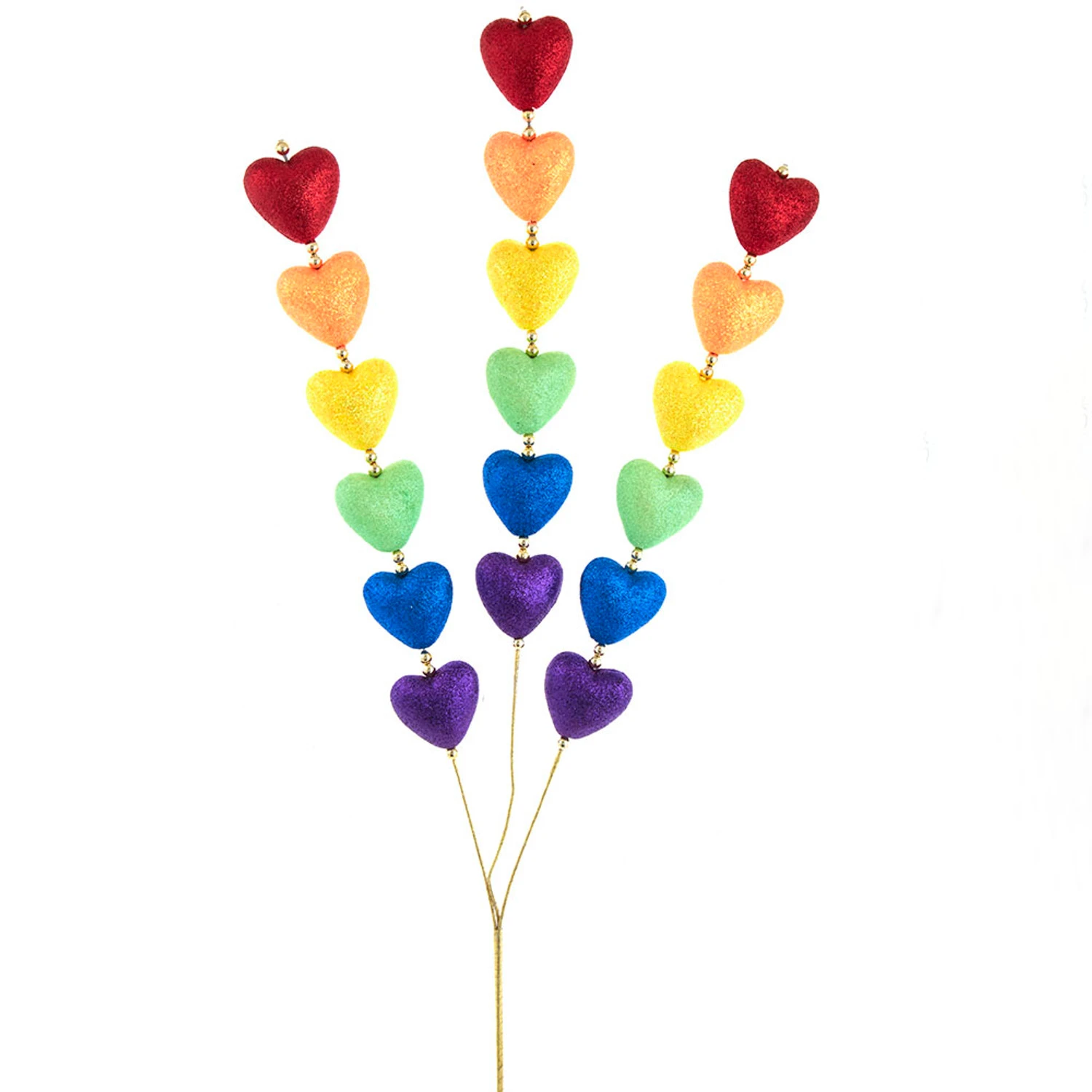 Kurt Adler 29.5" Rainbow Pride Glittered Heart Christmas Tree Spray C4932 3 Kurt Adler 29.5" Rainbow Pride Glittered Heart Christmas Tree Spray C4932