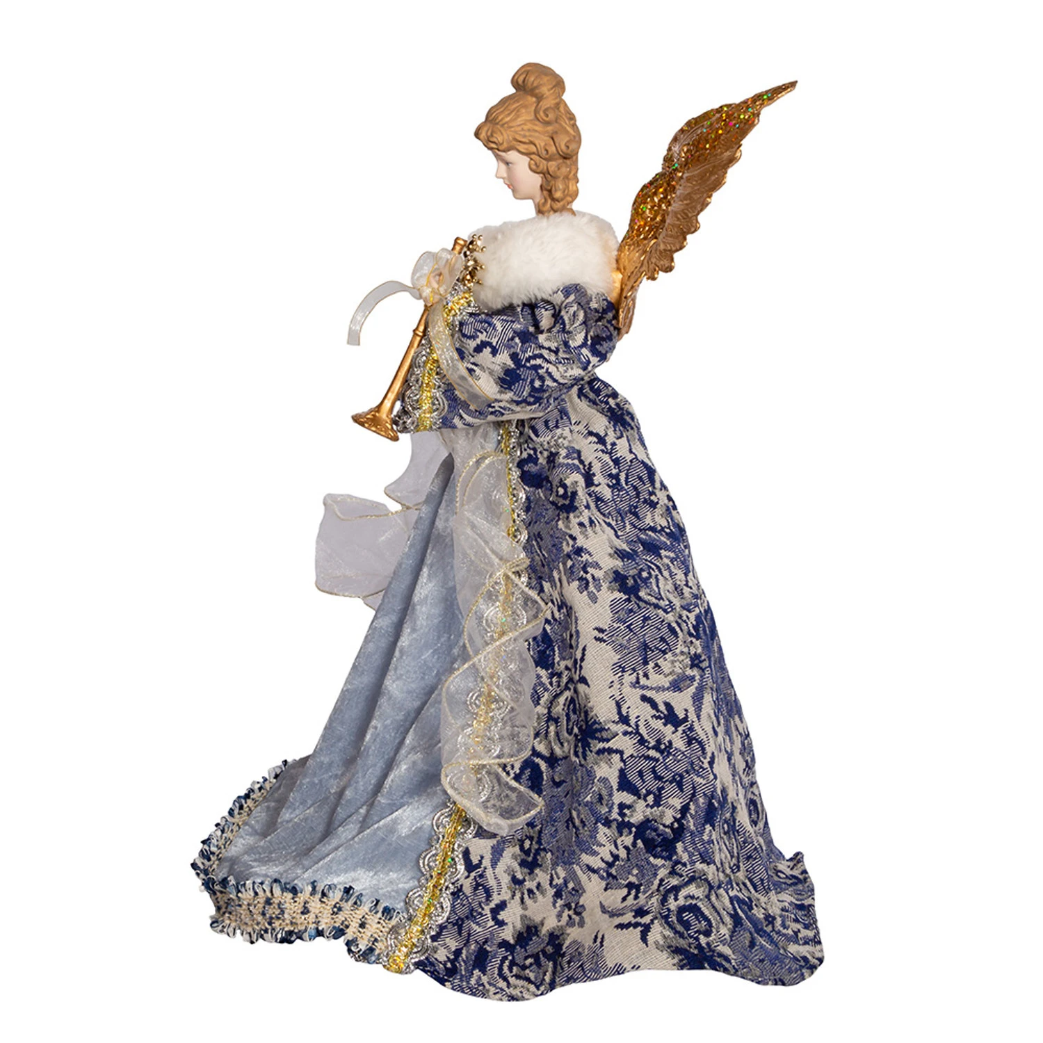 Kurt Adler 17" Indigo Blue Delft Angel Christmas Tree Topper J6099 4 Kurt Adler 17" Indigo Blue Delft Angel Christmas Tree Topper J6099 - Image 2