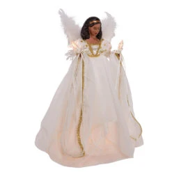 Kurt Adler 12" UL 10-Light African American Ivory And Gold Christmas Tree Topper UL2230 -Christmas Decoration ul2230 01 65082.1678392721