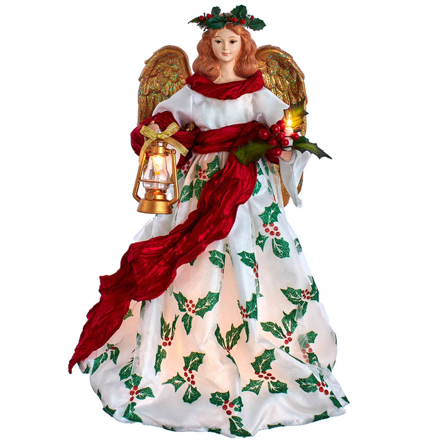 Kurt Adler 16" Pre-Lit Holiday Formal Angel Tree Topper UL2240 3 Kurt Adler 16" Pre-Lit Holiday Formal Angel Tree Topper UL2240