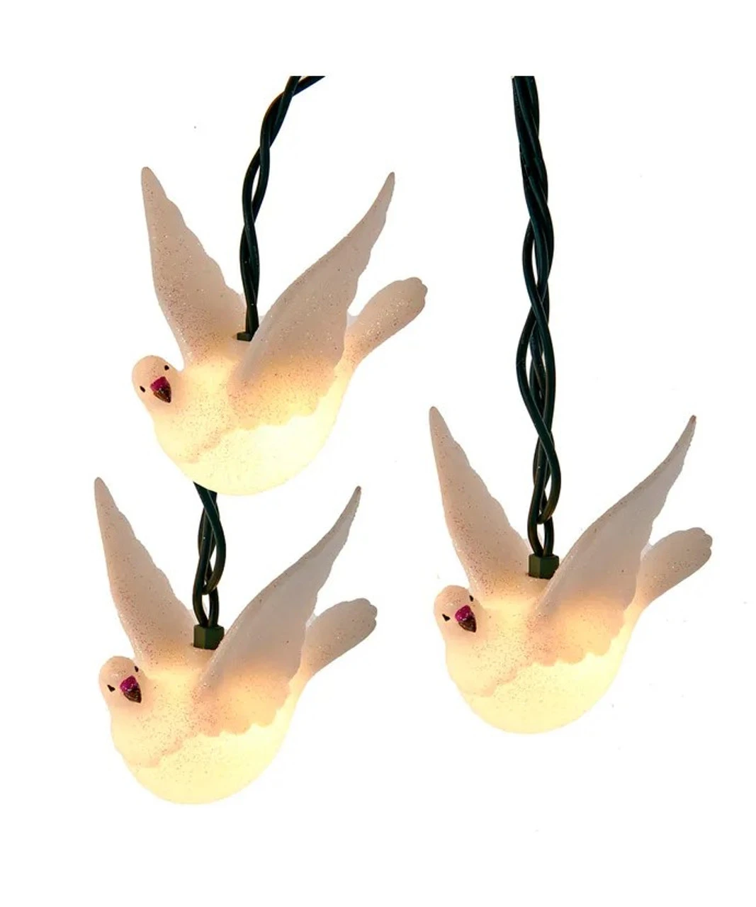 Kurt Adler Glittered Dove Novelty Light Set 3 Kurt Adler Glittered Dove Novelty Light Set